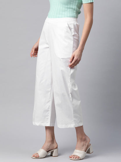 Cotton Lycra Fabric White Color Trouser