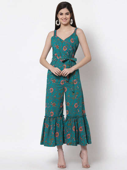 Printed Cotton Long Jumpsuit