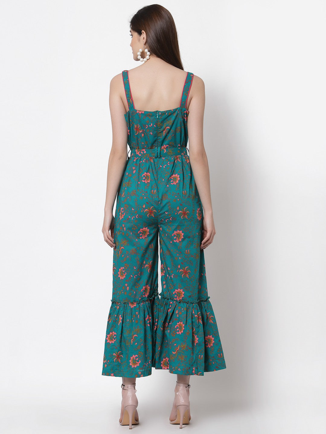 Printed Cotton Long Jumpsuit