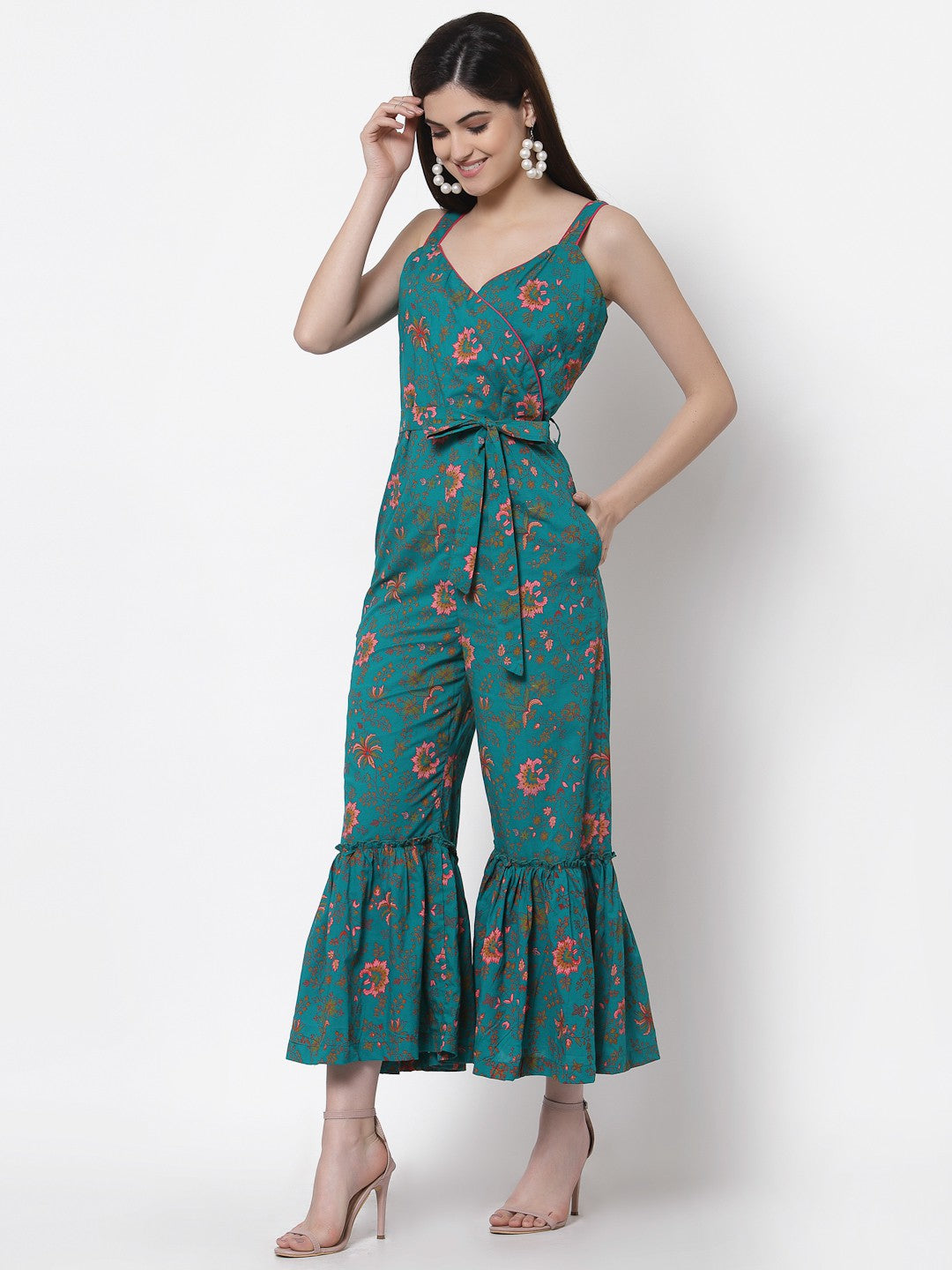 Printed Cotton Long Jumpsuit