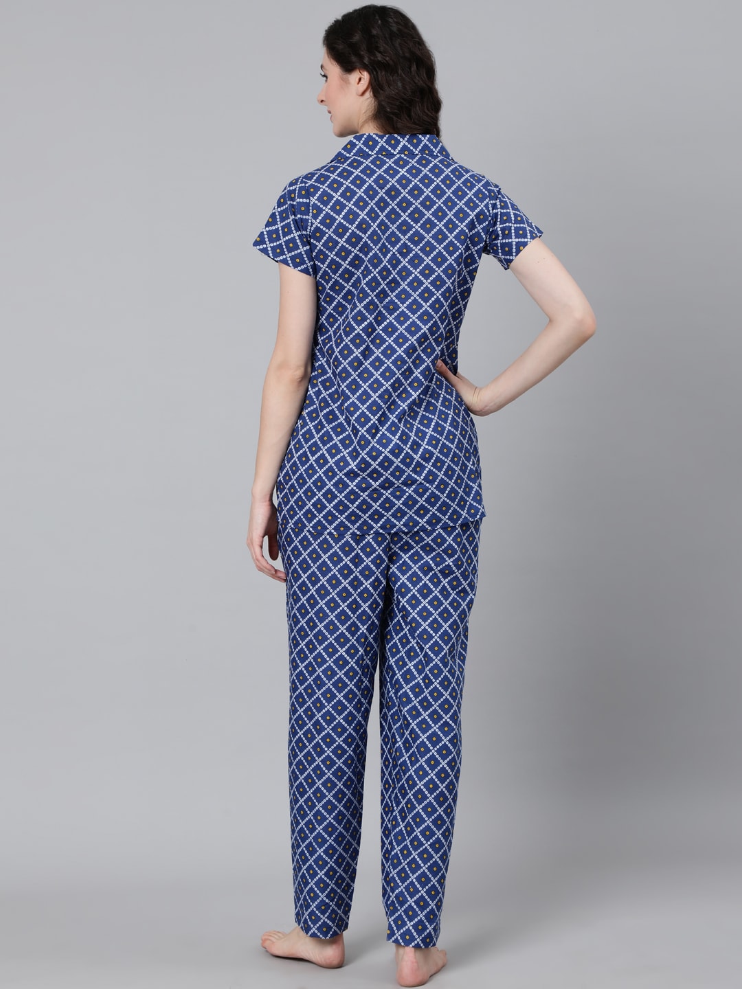 Women Blue Printed Night suit