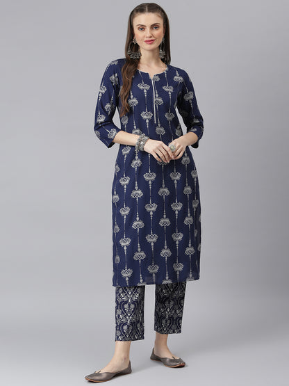 Women Floral Print Rayon Straight Kurta Pant Set