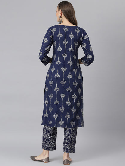 Women Floral Print Rayon Straight Kurta Pant Set