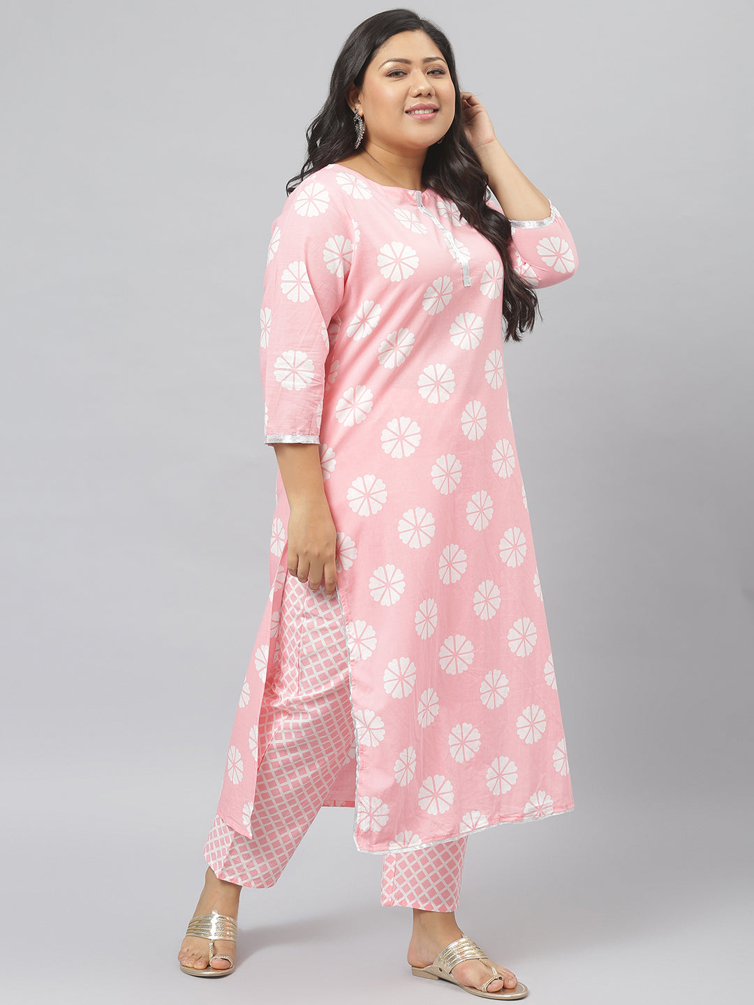 Women Printed Cotton Straight Kurta Pant Dupatta Set