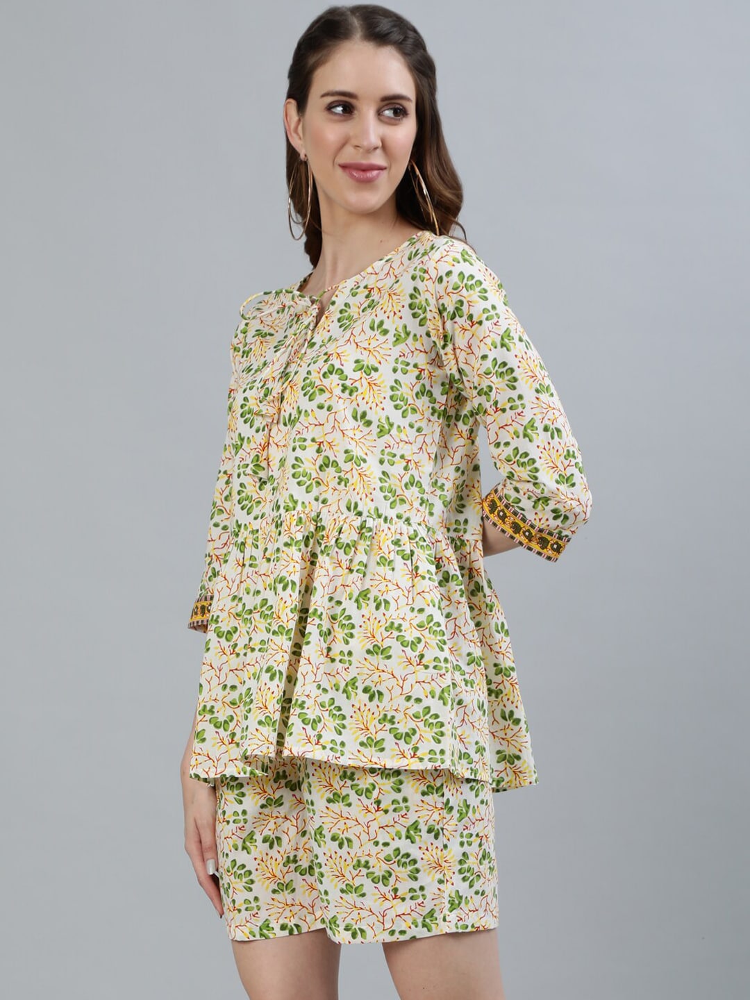 Women Yellow Floral Printed Night suit