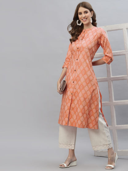 Bandhani Printed Cotton Blend Straight Kurta